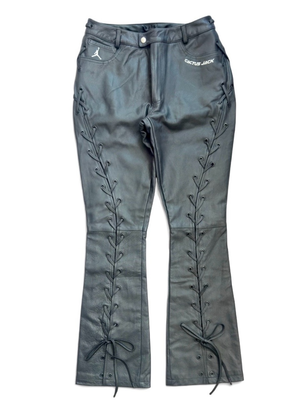 Air Jordan x Travis Scott Cactus Jack Women’s Moto Flare Leather Pants Size 6